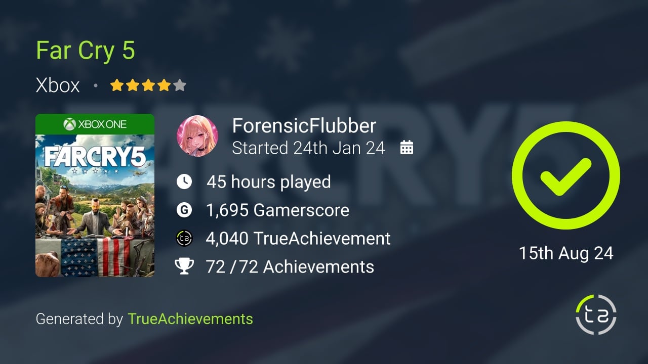 Far Cry 5 achievement summary